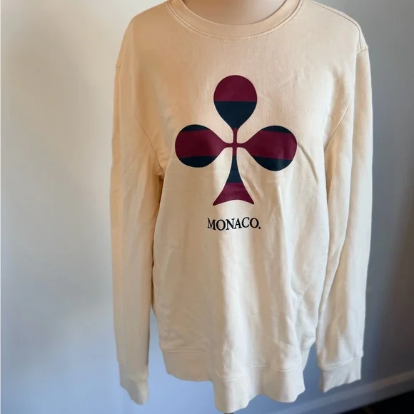 Club Monaco Monaco Graphic Sweatshirt Cream Women’s L / Men’s M Unisex NWT - Picture 3 of 10